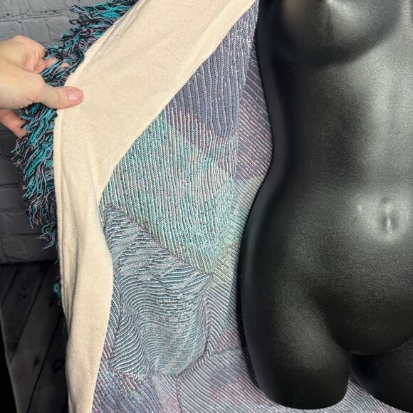 Aldo Martins printed knit tassel shawl collar longline cardigan jacket small - Picture 6 of 11